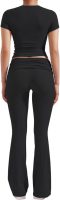 Women's 2 Piece Lounge Outfits Slim Short Sleeve Tops Low Rise Flare Leggings Sets Yoga Sweatsuit
