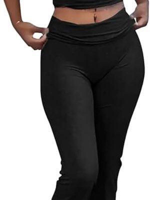 Women's 2 Piece Lounge Outfits Slim Short Sleeve Tops Low Rise Flare Leggings Sets Yoga Sweatsuit