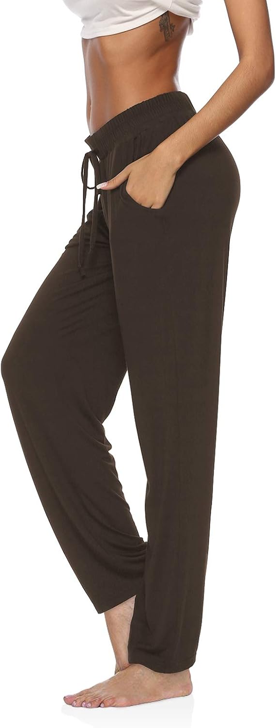 Women Yoga Pants Wide Leg Comfy Drawstring Loose Straight Lounge Running Workout Legging
