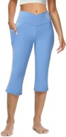 Women Flare Leggings with Pockets-Crossover High Waisted Bootcut Yoga Pants-Tummy Control Bell Bottom Leggings