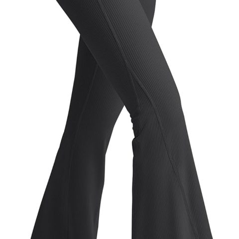 Ribbed Flare Yoga Pants for Women High Waisted Bell Bottom Leggings Tummy Control Petite/Regular/Tall