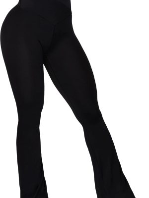 Flare Leggings, Crossover Yoga Pants with Tummy Control, High-Waisted and Wide Leg