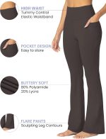 Women Mini Flare Leggings with Pockets High Waisted Tummy Control Yoga Pants Bootcut Workout Gym Casual