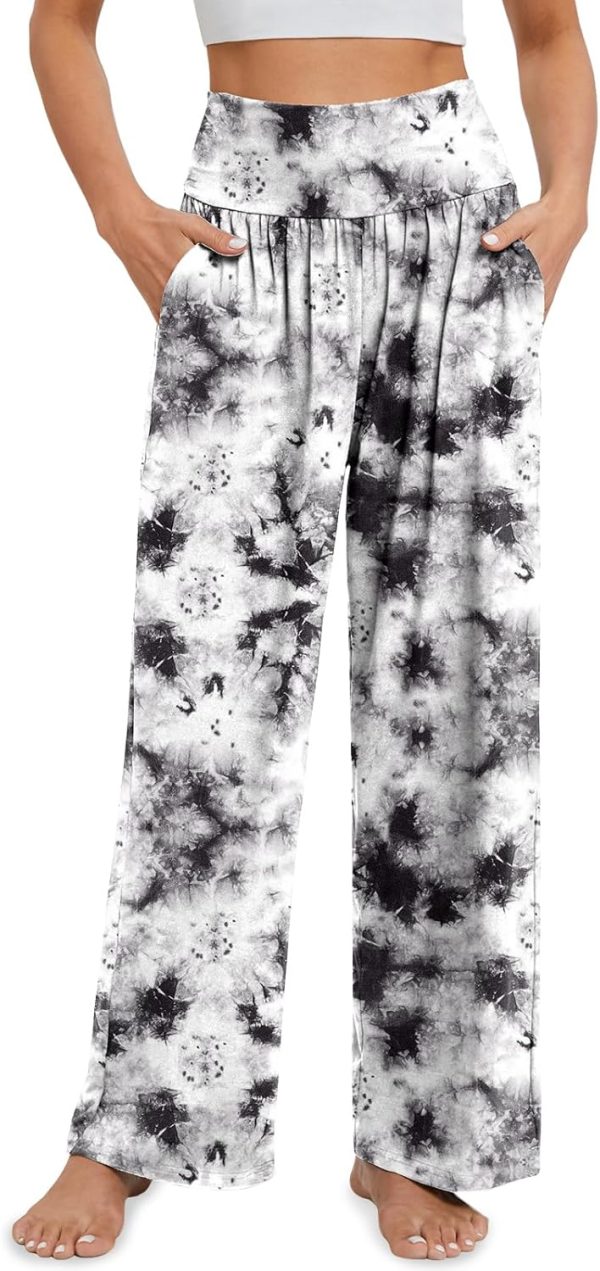 Wide Leg Yoga Pants for Women Casual Loose Cozy Sweatpants High Waisted Lounge Pajama Flowy Pants With Pockets